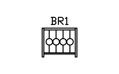 Balustrade, wrought-iron scrolls sembolünün önizlemesi, blok ARCH_RAIL_SCROLL