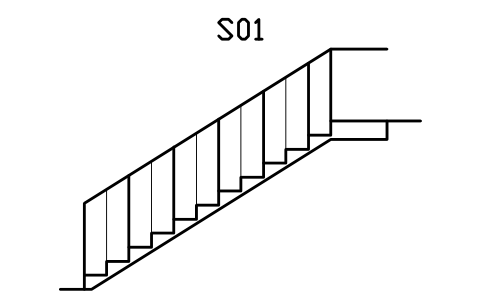 Stair, straight flight, side view sembolünün önizlemesi, blok ARCH_STAIRDET_SIDE