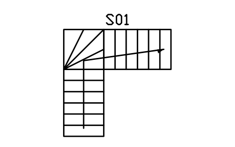 Stair, L-shaped with winders sembolünün önizlemesi, blok ARCH_STAIR_WINDER