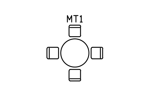 Meeting table, round, four chairs sembolünün önizlemesi, blok ARCH_TABLE_MEETING_4