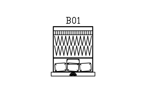 Preview of the Bed, fan headboard, queen, 1600 x 2000 symbol, block DEC_BED_FAN_1600