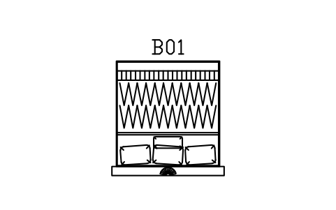 Preview of the Bed, fan headboard, king, 1800 x 2000 symbol, block DEC_BED_FAN_1800