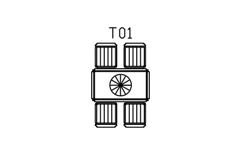 Preview of the Dining table 1400, four channel chairs symbol, block DEC_SET_4