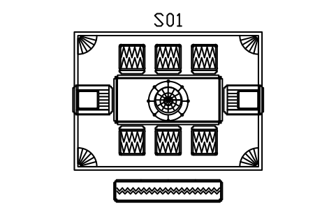 Preview of the Dining set, eight chairs, 4400 x 3600 symbol, block DEC_SET_DINING_8