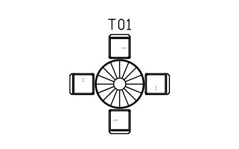 Preview of the Round table 1200, four chairs symbol, block DEC_SET_ROUND_4