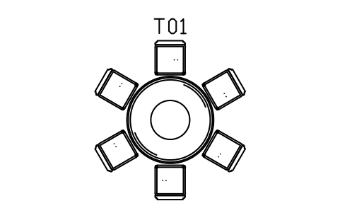 Preview of the Round table 1500, six chairs symbol, block DEC_SET_ROUND_6
