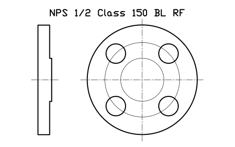 NPS 1/2 Class 150 BL RF sembolünün önizlemesi, blok FLG_B165_BL_150_0.5