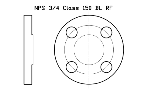 NPS 3/4 Class 150 BL RF sembolünün önizlemesi, blok FLG_B165_BL_150_0.75