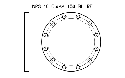 NPS 10 Class 150 BL RF sembolünün önizlemesi, blok FLG_B165_BL_150_10