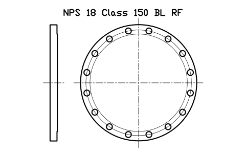 NPS 18 Class 150 BL RF sembolünün önizlemesi, blok FLG_B165_BL_150_18