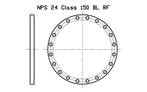 NPS 24 Class 150 BL RF sembolünün önizlemesi, blok FLG_B165_BL_150_24