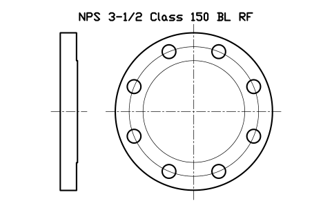 NPS 3-1/2 Class 150 BL RF sembolünün önizlemesi, blok FLG_B165_BL_150_3.5