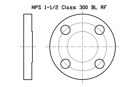 NPS 1-1/2 Class 300 BL RF sembolünün önizlemesi, blok FLG_B165_BL_300_1.5