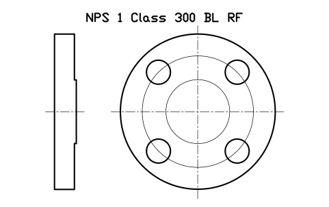 NPS 1 Class 300 BL RF sembolünün önizlemesi, blok FLG_B165_BL_300_1