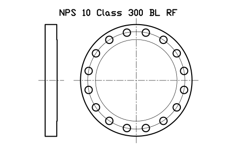 NPS 10 Class 300 BL RF sembolünün önizlemesi, blok FLG_B165_BL_300_10