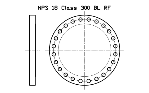 NPS 18 Class 300 BL RF sembolünün önizlemesi, blok FLG_B165_BL_300_18