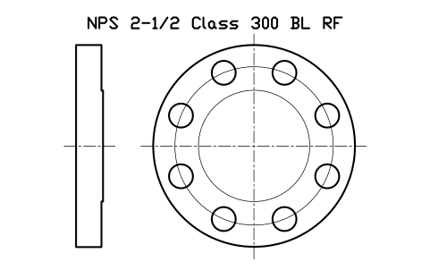 NPS 2-1/2 Class 300 BL RF sembolünün önizlemesi, blok FLG_B165_BL_300_2.5