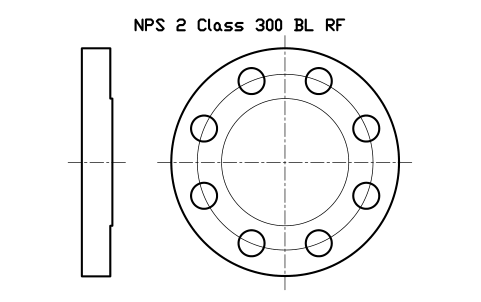 NPS 2 Class 300 BL RF sembolünün önizlemesi, blok FLG_B165_BL_300_2