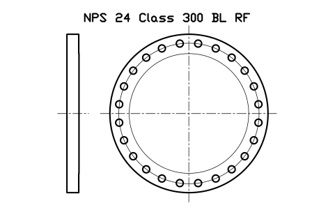 NPS 24 Class 300 BL RF sembolünün önizlemesi, blok FLG_B165_BL_300_24
