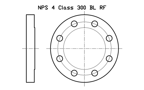 NPS 4 Class 300 BL RF sembolünün önizlemesi, blok FLG_B165_BL_300_4