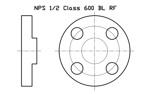 NPS 1/2 Class 600 BL RF sembolünün önizlemesi, blok FLG_B165_BL_600_0.5