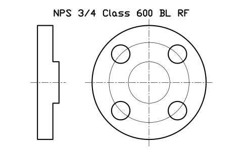 NPS 3/4 Class 600 BL RF sembolünün önizlemesi, blok FLG_B165_BL_600_0.75
