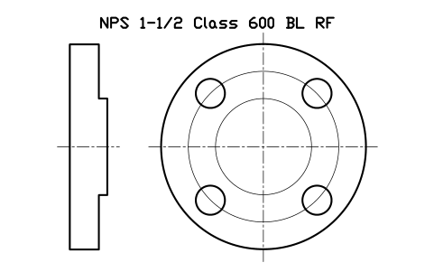 NPS 1-1/2 Class 600 BL RF sembolünün önizlemesi, blok FLG_B165_BL_600_1.5
