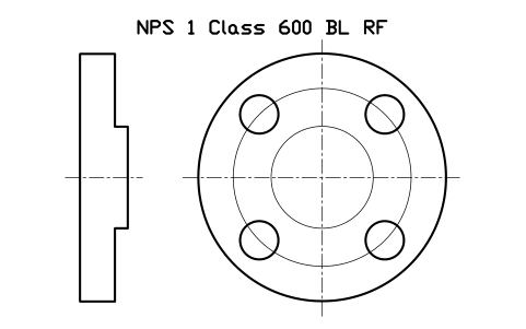 NPS 1 Class 600 BL RF sembolünün önizlemesi, blok FLG_B165_BL_600_1