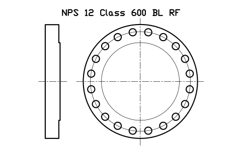 NPS 12 Class 600 BL RF sembolünün önizlemesi, blok FLG_B165_BL_600_12