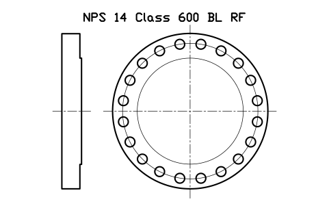 NPS 14 Class 600 BL RF sembolünün önizlemesi, blok FLG_B165_BL_600_14