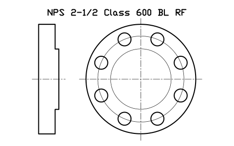 NPS 2-1/2 Class 600 BL RF sembolünün önizlemesi, blok FLG_B165_BL_600_2.5
