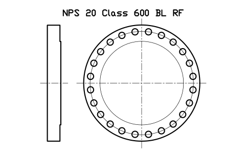 NPS 20 Class 600 BL RF sembolünün önizlemesi, blok FLG_B165_BL_600_20