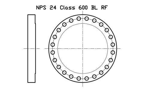 NPS 24 Class 600 BL RF sembolünün önizlemesi, blok FLG_B165_BL_600_24