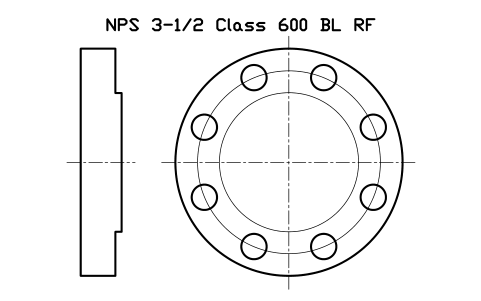NPS 3-1/2 Class 600 BL RF sembolünün önizlemesi, blok FLG_B165_BL_600_3.5