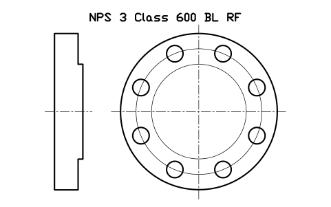 NPS 3 Class 600 BL RF sembolünün önizlemesi, blok FLG_B165_BL_600_3
