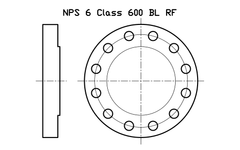 NPS 6 Class 600 BL RF sembolünün önizlemesi, blok FLG_B165_BL_600_6