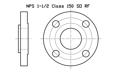NPS 1-1/2 Class 150 SO RF sembolünün önizlemesi, blok FLG_B165_SO_150_1.5