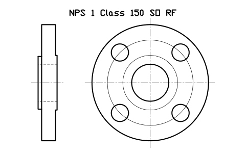 NPS 1 Class 150 SO RF sembolünün önizlemesi, blok FLG_B165_SO_150_1