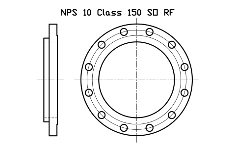 NPS 10 Class 150 SO RF sembolünün önizlemesi, blok FLG_B165_SO_150_10