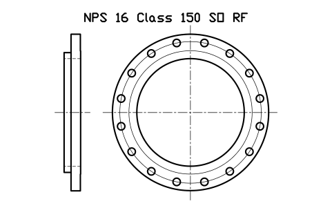 NPS 16 Class 150 SO RF sembolünün önizlemesi, blok FLG_B165_SO_150_16
