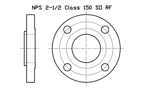 NPS 2-1/2 Class 150 SO RF sembolünün önizlemesi, blok FLG_B165_SO_150_2.5