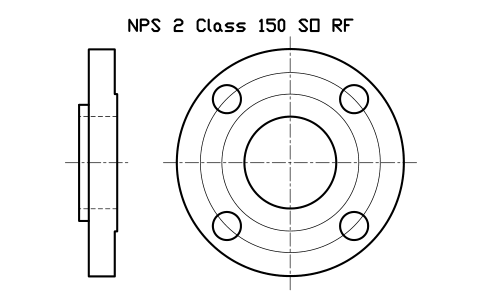 NPS 2 Class 150 SO RF sembolünün önizlemesi, blok FLG_B165_SO_150_2