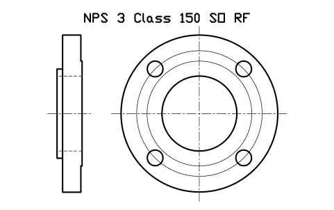NPS 3 Class 150 SO RF sembolünün önizlemesi, blok FLG_B165_SO_150_3