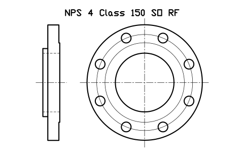 NPS 4 Class 150 SO RF sembolünün önizlemesi, blok FLG_B165_SO_150_4