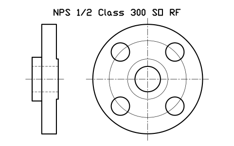 NPS 1/2 Class 300 SO RF sembolünün önizlemesi, blok FLG_B165_SO_300_0.5