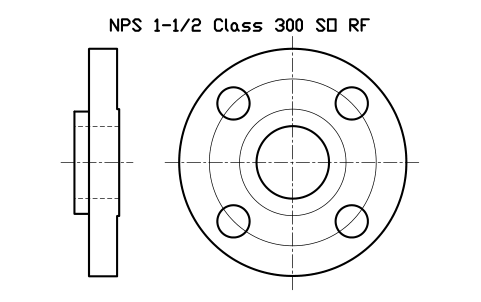 NPS 1-1/2 Class 300 SO RF sembolünün önizlemesi, blok FLG_B165_SO_300_1.5