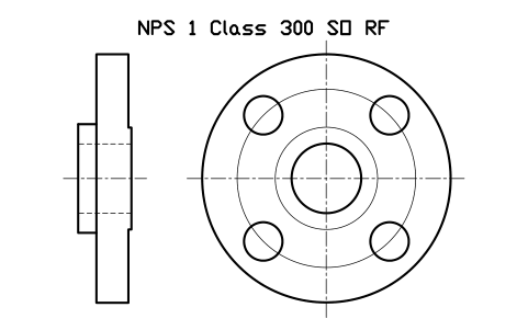 NPS 1 Class 300 SO RF sembolünün önizlemesi, blok FLG_B165_SO_300_1
