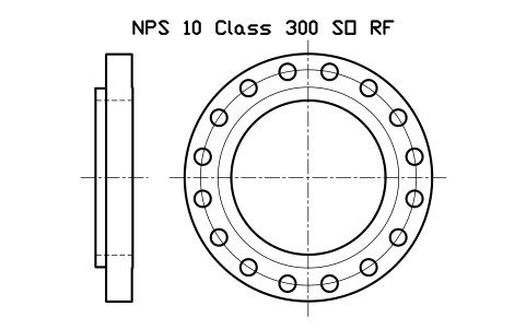 NPS 10 Class 300 SO RF sembolünün önizlemesi, blok FLG_B165_SO_300_10