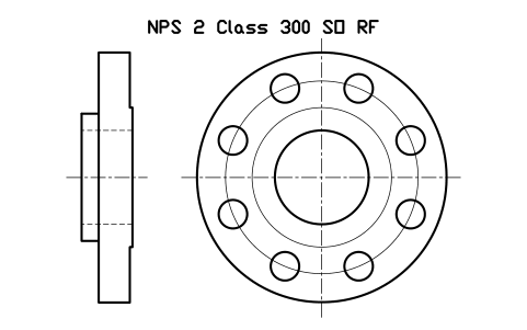 NPS 2 Class 300 SO RF sembolünün önizlemesi, blok FLG_B165_SO_300_2