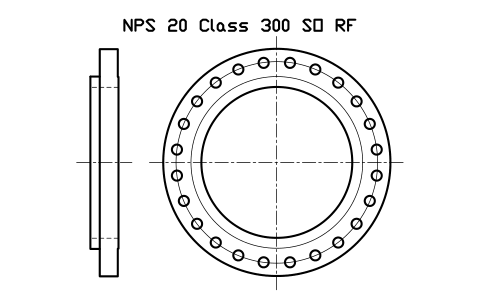 NPS 20 Class 300 SO RF sembolünün önizlemesi, blok FLG_B165_SO_300_20